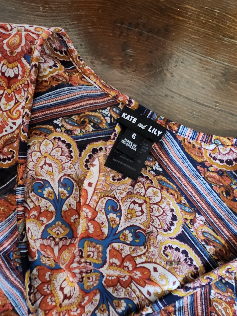 Paisley Print Maxi Dress with Tie Waist - Rust Multi Sz 6 - Picture 10 of 12